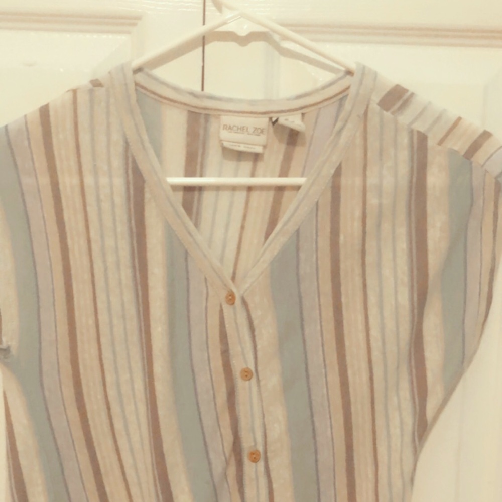 Rachel Zoe striped front tie shirt
